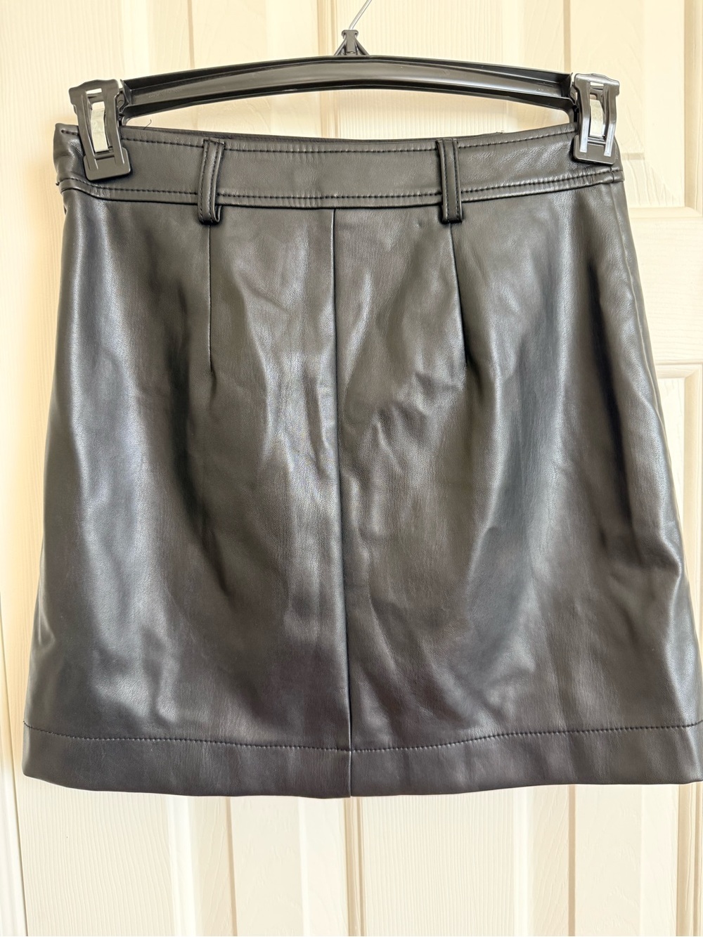LOFT Black Faux Leather Mini Skirt